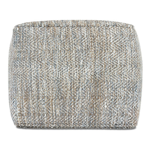 Nate 18 Inch Square Pouf Ottoman Handwoven Cotton Footrest Accent Seat