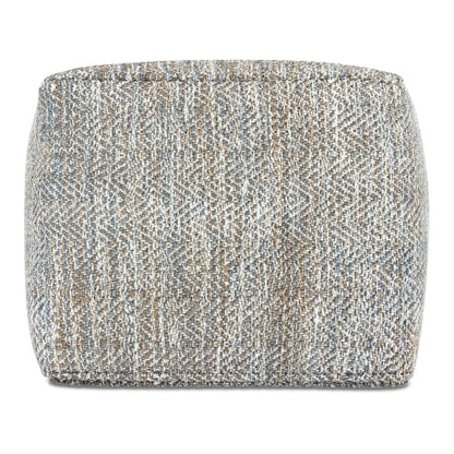 Nate 18 Inch Square Pouf Ottoman Handwoven Cotton Footrest Accent Seat