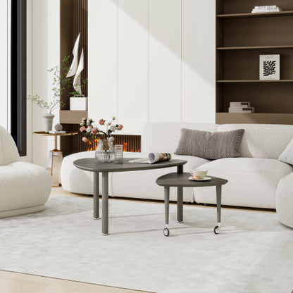 360°Rotatable Coffee Table, Grey Oak Veneer