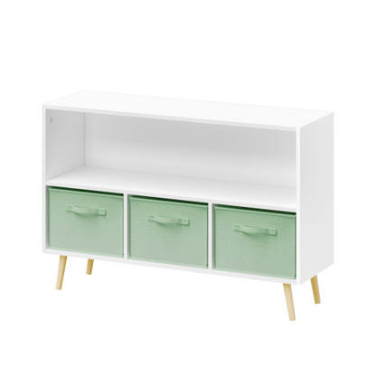 Kids Bookcase with Fabric Drawers and Toy Storage Organizer