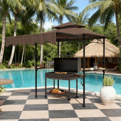 Outdoor Grill Gazebo 8' x 5' Gazebo Shelter with Side Awning