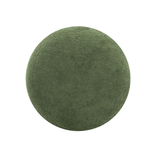 15 inch Moss Green Teddy Mushroom Ottoman, Round Sherpa Footstool, 200 LBS Capacity for Kids Room & Living Room