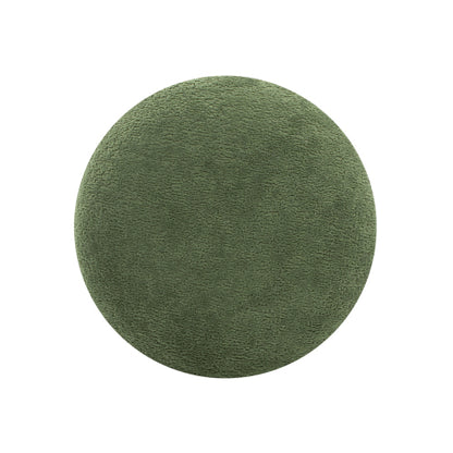 15 inch Moss Green Teddy Mushroom Ottoman, Round Sherpa Footstool, 200 LBS Capacity for Kids Room & Living Room