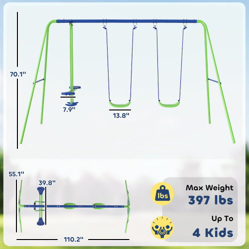 Outdoor Heavy Duty Swing Set,Metal Swing Set