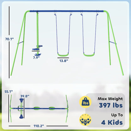 Outdoor Heavy Duty Swing Set,Metal Swing Set