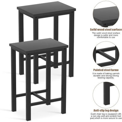 5-Piece Black Industrial Dining Set, Particleboard Table & 4 Stools