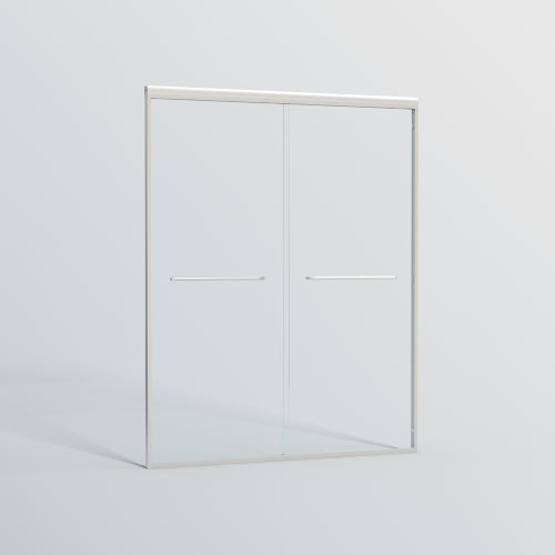 56-60 in. W x 72 in. H Double Sliding Shower Door, Semi-frameless Bypass Bathroom Sliding Door with 1/4" (6mm) Tempered Glass for Walk-in Shower, Brushed Nickel 24D03-60BNX