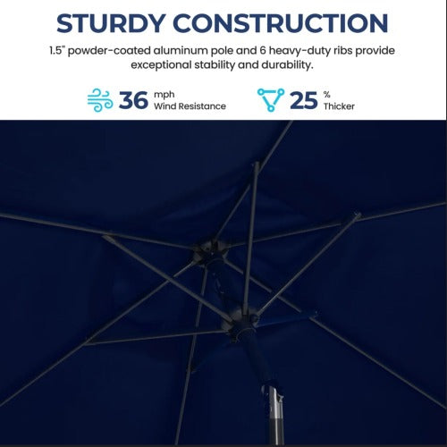 7.5 Feet Navy Blue Market Umbrella with Crank Lift & Tilt. UV-Resistant Canopy for Pool, Backyard & Patio (Without base)