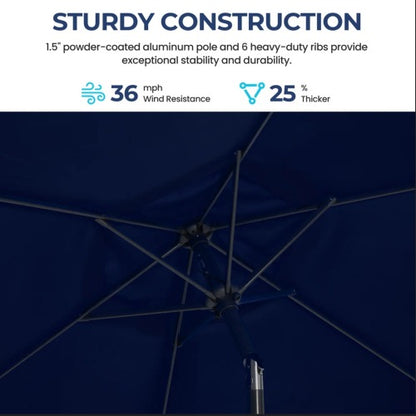 7.5 Feet Navy Blue Market Umbrella with Crank Lift & Tilt. UV-Resistant Canopy for Pool, Backyard & Patio (Without base)