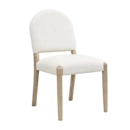 Armless Upholstered Rubberwood Dining Chairs, Set of 2, Beige/Light Ash