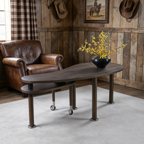 Rotating Coffee Table Walnut Veneer Nesting Lift Top Solid Wood Living Room Center Table