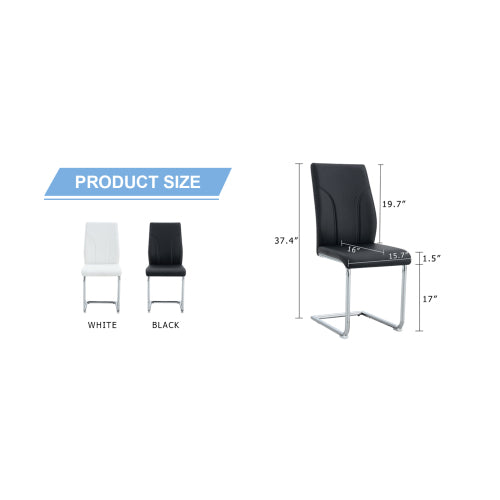 Set of 2 Black PU High-Back Dining Chairs, Waterproof PU Fabric, Sturdy Legs for Dining Room, Kitchen & Living Room