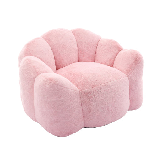 Pink Lotus-Shape Compression Bean Bag Sofa with Pull Ring, No Assembly