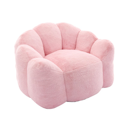 Pink Lotus-Shape Compression Bean Bag Sofa with Pull Ring, No Assembly