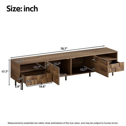 78.7 inch Natural Mid Century TV Stand 2 Drawer Media Cabinet Supports Up To 85 Inch TV