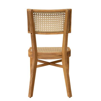 Netro Acacia Wood Dining Chair with Light Brown Wicker