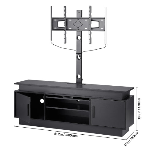 52 Inch Height Rotatable TV Stand with VESA Mount, Power Outlet & Music Sync LED Lights for 75 Inch TV