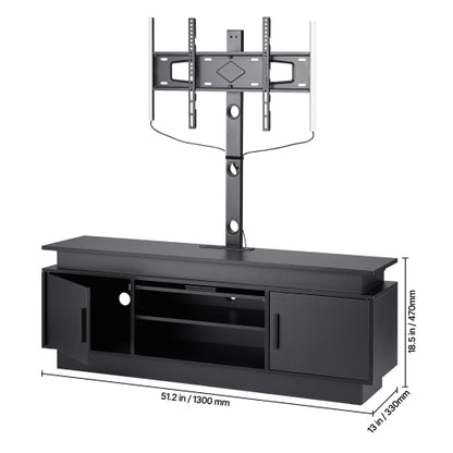 52 Inch Height Rotatable TV Stand with VESA Mount, Power Outlet & Music Sync LED Lights for 75 Inch TV