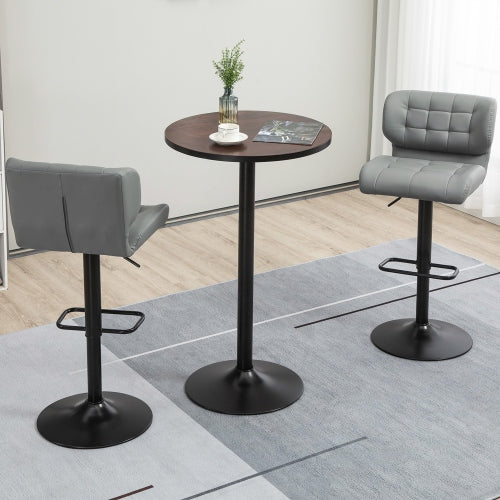 42inch   H Bar Height Round Bar Table, Rustic Industrial Pub Table, Elm Wood Top Bistro Table with Metal Base
