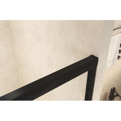 44-48" W × 72" H Tempered Glass with Explosion Proof Film, Aluminum Frame Double Sliding Shower Door, "1/4 (6 mm), Stainless Steel handle, Matte Black