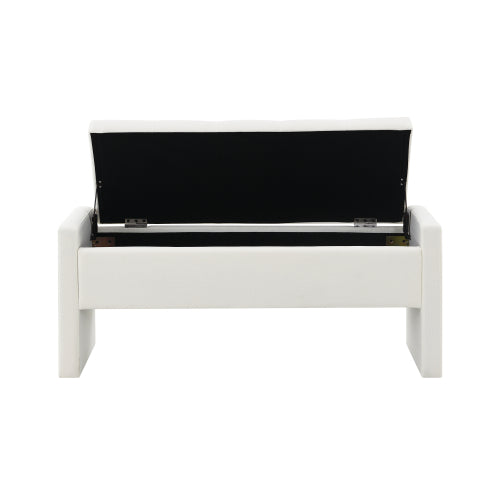 Modern Bed End Bench with Storage,Upholstered Large Foot Rest Stool, Comfy Window Vanity Bench for Living Room,Bedroom,Dorm,Coffee Table,Linen Beige