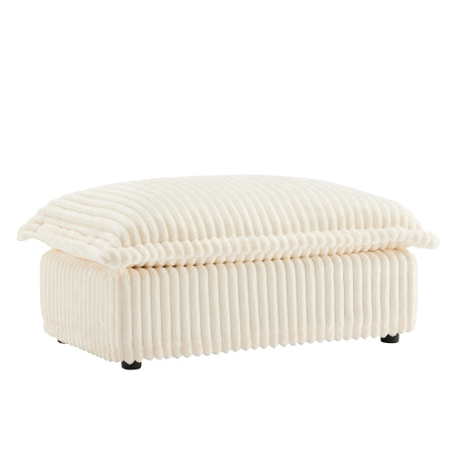 Cream Corduroy Modular Ottoman, Removable Cover High Resilience Footrest Seat for Living Room Bedroom