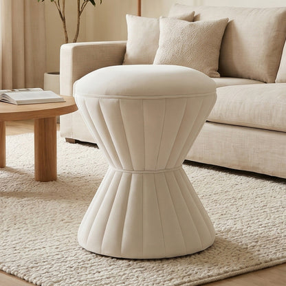 Velvet Ottoman Stool, Upholstered Vanity Chair Round Accent Footstool