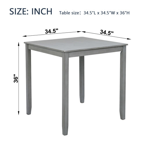 Gray Counter Height Square Dining Table with Solid Wood Legs