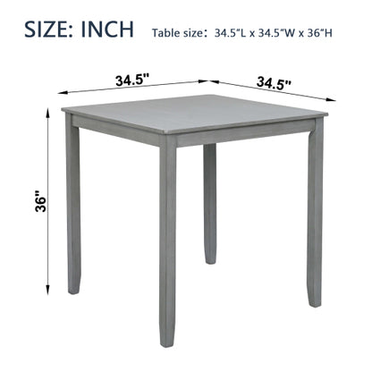 Gray Counter Height Square Dining Table with Solid Wood Legs