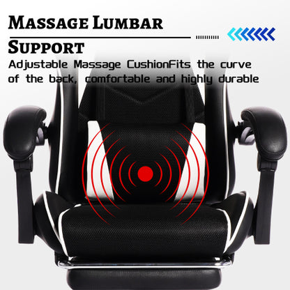 E-sports Gaming Chair Sports Car Driving Seat PU Material Moulded Sponge Comfortable and Safe With Massage White