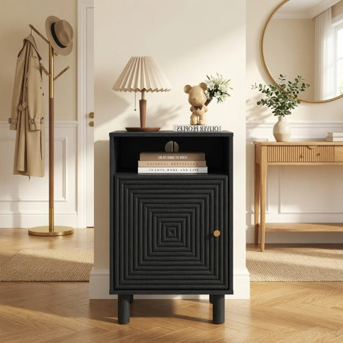 Set of 2 Black Nightstands with Charging Station, 15.7inch¡Á15.7inch¡Á24.4inchH