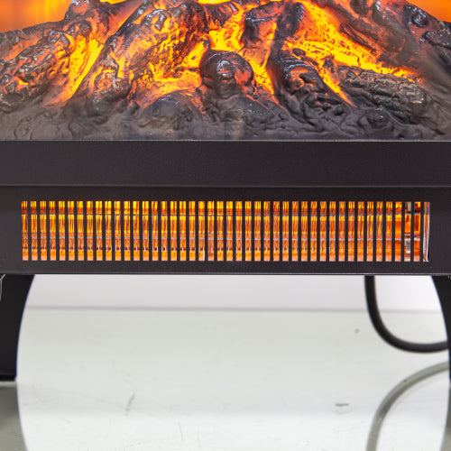 17 inch Freestanding Electric Fireplace Stove heater with 3D Flame effect,Black