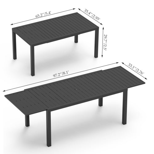 97.2"L Extendable Aluminum Outdoor Dining Table