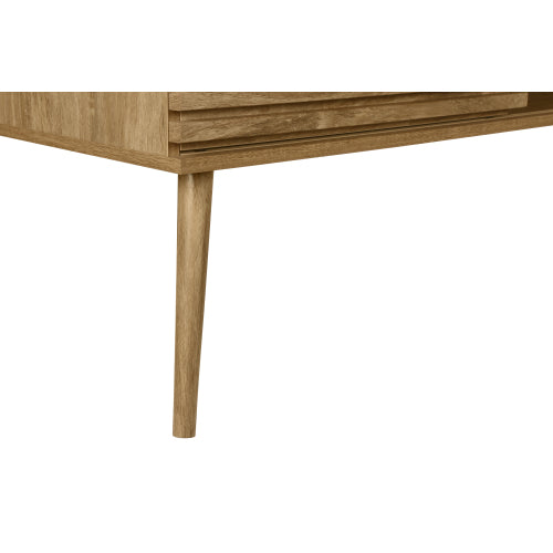 72 Inch Contemporary Walnut Laminate TV Stand with Sliding Doors & Cable Management