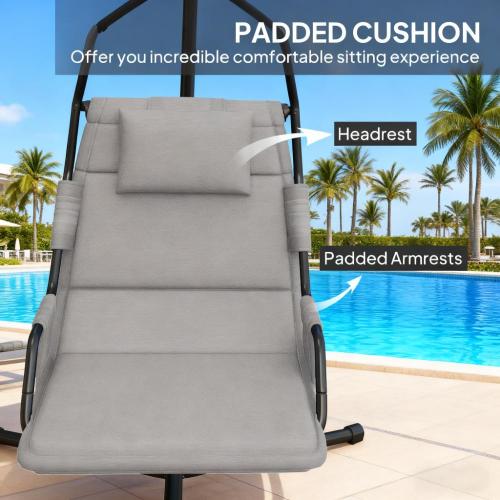 Hanging Swing Chair,Hammock Chair with Stand andCoating Cushion,with Steel Frame for Indoor and Outdoor