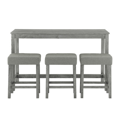 59 Inch Bar Table, Dining Table, Sofa Table with Power Outlet, 3 Upholstered Stools, 4 Piece Bar Table and Chair Set for Living Room, Dining Room, Kitchen
