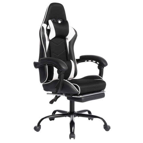 E-sports Gaming Chair Sports Car Driving Seat PU Material Moulded Sponge Comfortable and Safe With Massage White