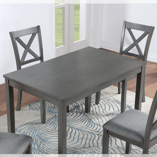 45.5 Inch Gray Rectangular Wooden Dining Table, Solid Wood Frame MDF Veneer 4-Person Kitchen Table