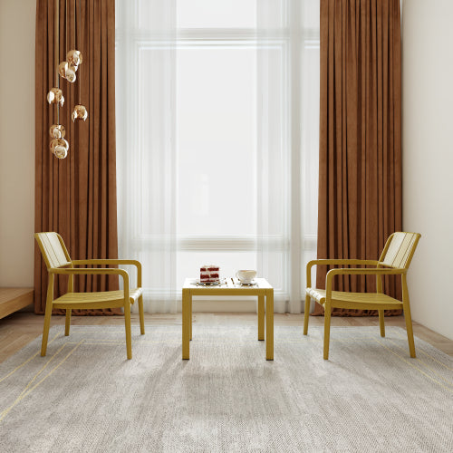 Holiday - 2-Piece PP Single-Seater Chairs + Coffee Table Set – Indoor/Outdoor Multi-Purpose Furniture for Living Room, Balcony, Beach (No Assembly Chairs, Easy Setup Table) – Polypropylene, Yellow