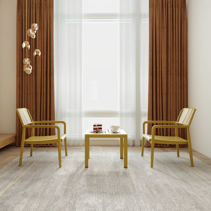 Holiday - 2-Piece PP Single-Seater Chairs + Coffee Table Set – Indoor/Outdoor Multi-Purpose Furniture for Living Room, Balcony, Beach (No Assembly Chairs, Easy Setup Table) – Polypropylene, Yellow