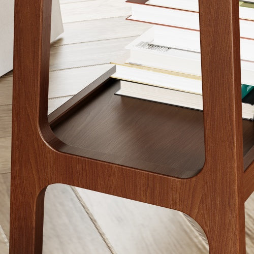 Retro Reddish Brown Slim Slate Side Table Nightstand
