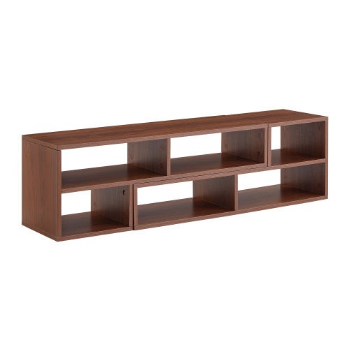 Dark Walnut Modular TV Stand with Open Storage Entertainment Center