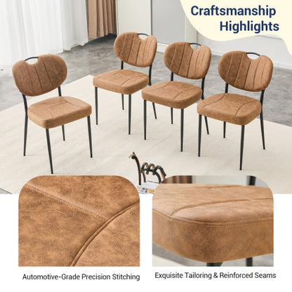 Set of 2 Light Brown Tech Fabric Dining Chairs, Spray Coated Metal Leg With Top Handle Adjustable Non-Slip Feet