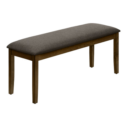 Bench, 44inch  Rectangular, Upholstered, Wood, Dining Room, Kitchen, Entryway, Brown Solid Wood, Brown Fabric, Transitional
