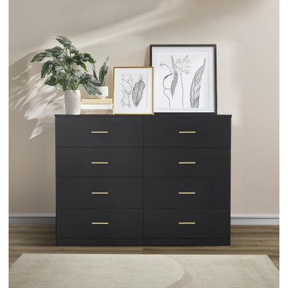 Modern Black 8-Drawer Dresser for Bedroom - Ample Storage Wide Chest of Drawers, Sturdy & Safe