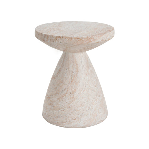 Outdoor/Indoor Lightweight Concrete Side Table,Travertine Finish