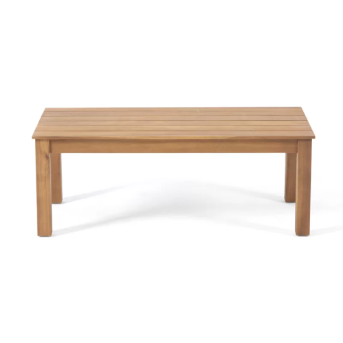 Temecula Outdoor Acacia Wood 4-Seater Chat Set_Loveseat&Coffee Table&2 Club Chairs - Brown Patina Finish + Cream Cushion