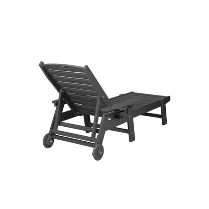 Lounge Chair with Side Table,3-Piece Oversized Chaise Lounge Chair Set with Wood Texture,Grey