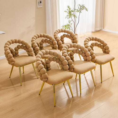 2 Pack Modern Velvet Dining Chairs, Bubble Padded Back Accent Chairs with Gold Metal Legs