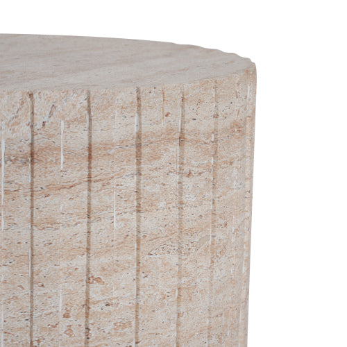 Outdoor/Indoor Lightweight Concrete Side Table,Travertine Finish